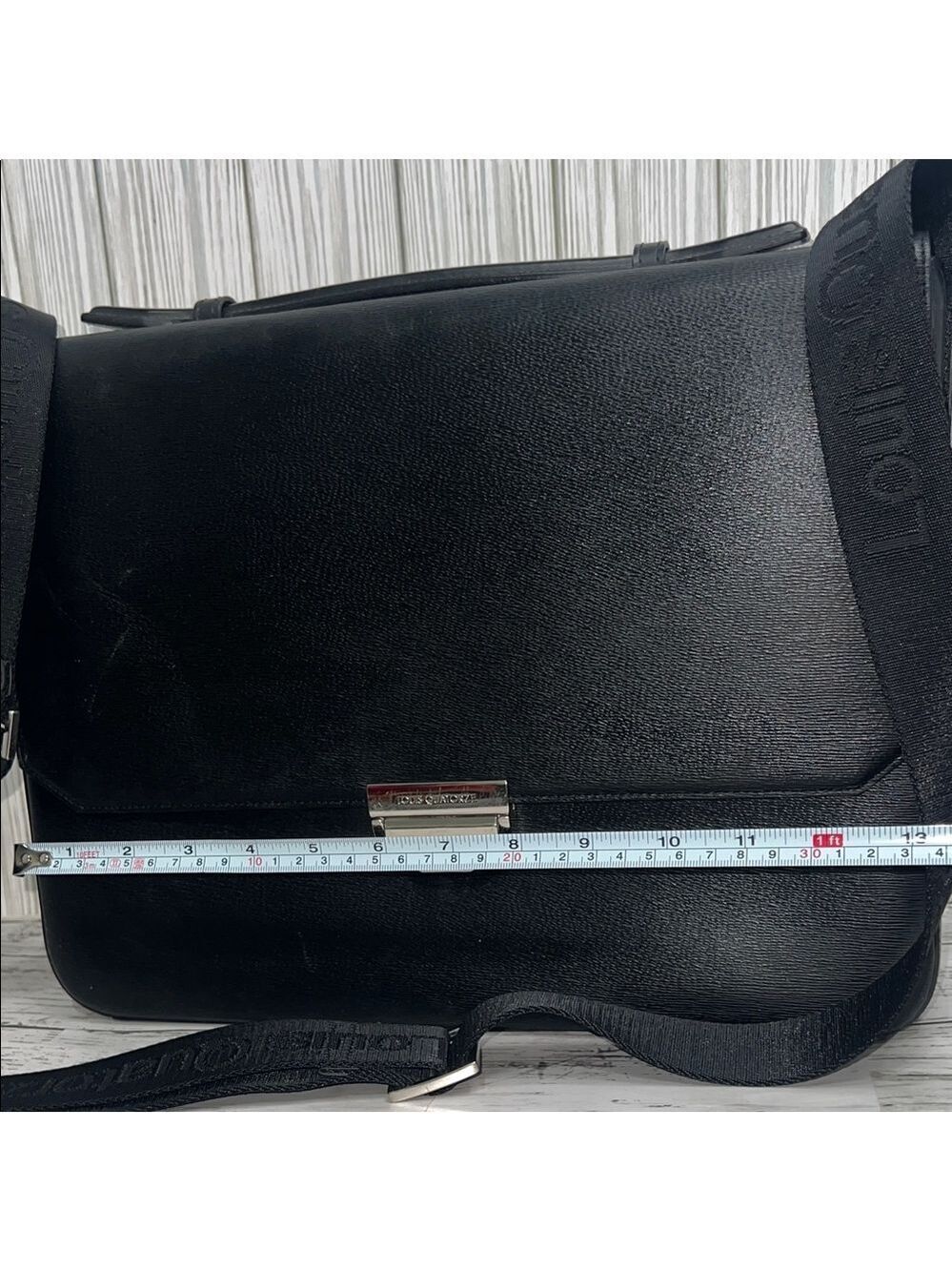 Louis Quatorze Black Leather Messenger Bag Crossbody Briefcase Satchel Laptop Wo - Picture 13 of 16
